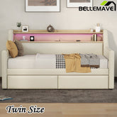 Bellemave® Twin Size Daybed with Storage Drawers,Charging Station and LED Lights - Bellemave